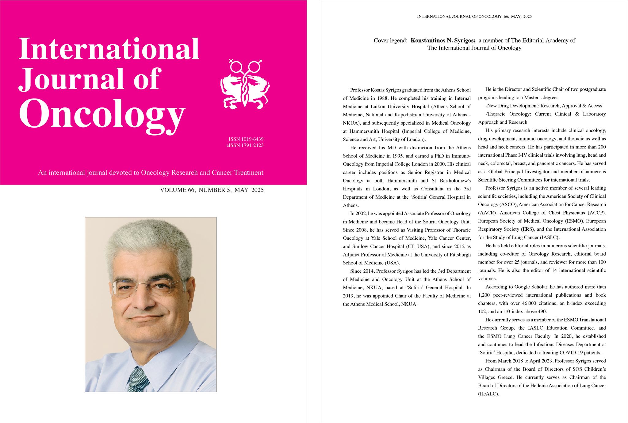 International Journal of Oncology | tribute